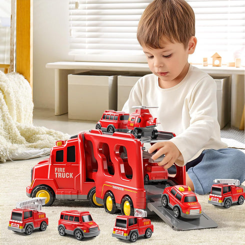 7-in-1 3 4 5 6 4-6, 2-4, 5-7, 4-8 JUKUDAHU Fire Trucks for Years Old Boys - Transport Car for Toddlers Sound and Light