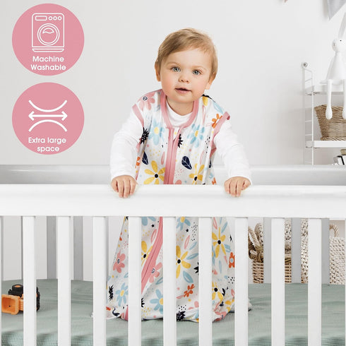 3-6 BSTOPPT Newborn Sleep Sack Baby Swaddle,Baby Wearable Blanket,Baby Sleeping Bag (Floral&Heart, Months)