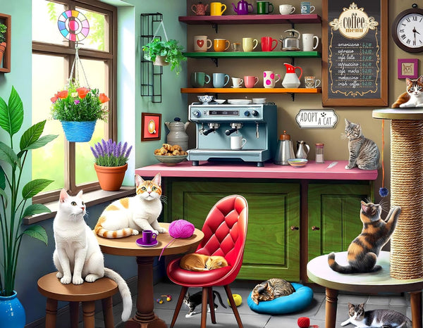 Springbok Cat Cafe 500 Piece Jigsaw Puzzle for Adults - Kittens in