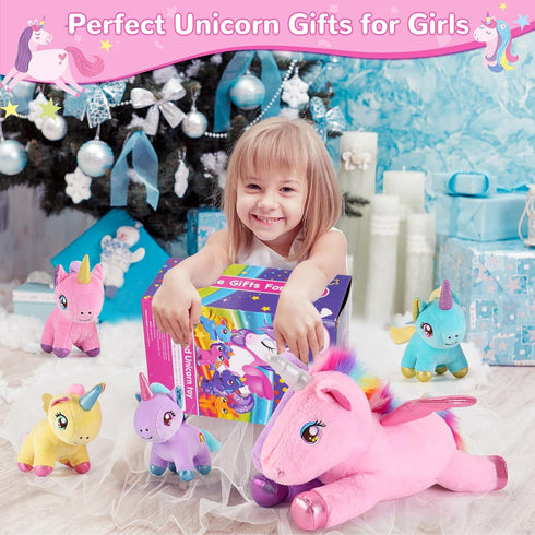 5 1 Mommy 4 3-8, gnomantic Pieces Unicorn Stuffed Animals - Stuffed Unicorn with Babies - Unicorns Gifts for Girls Ages