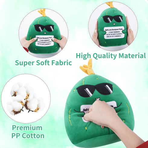 10 Inch Cucumber Plush Pickle Stuffed Animal - Emotional Support Stress Relief Home Decor Soft Plushie Toy for Bedroom