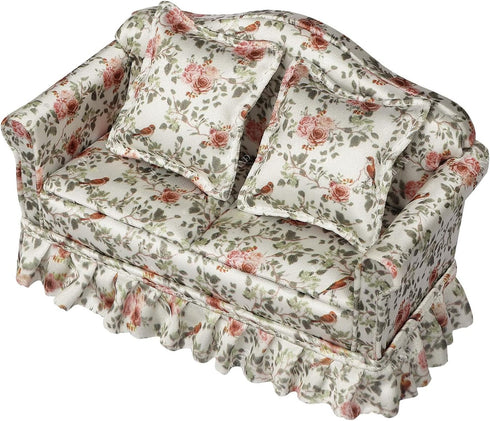 Set 1/12 iLAND Dollhouse Furniture of Miniature Couch with Coffee Table the Beautiful Doll House Furniture fit scale