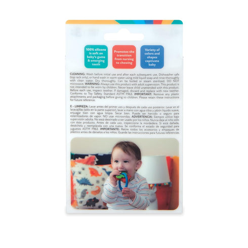 Nuby Chewy Charms Teething Ring - Soft Baby Teething Toy for 3+ Months - Dino Design
