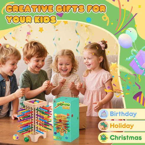 WhimsiPlay 42 3 4 5 6 Counting, 3 Montessori Game Wooden Board Games, Colorful Sticks Dice Game Math Learning Toys