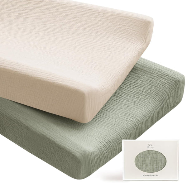 Konssy 2 Pack Muslin Changing Pad Covers for Boys, Ultra Soft &