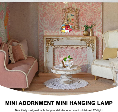 3.93X1.25X1.25 Inch Uonlytech Mini Adornment Dollhouse Ceiling Light Battery Operated Miniature Hanging Led Lamp