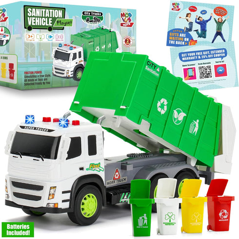 1:12 37 MOBIUS Toys Garbage Truck Large Scale Recycling Truck with Lights, Sounds & Moving Parts Durable BPA-Free Trash