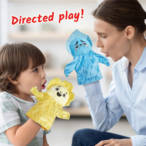 hand2mind Feelings Family Hand Puppets, Emotions Toys, Dramatic Play Therapy Toys for Counselors, Social Emotional