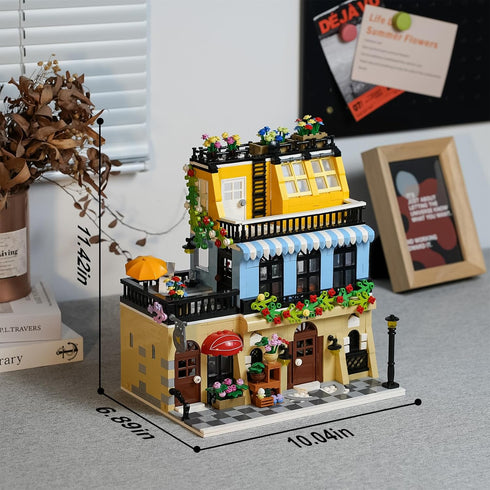 ENJBRICK Flowers City Hotel House Building Kit for Adults, Creator Toy Set with Apartment and Shops, 1464 pcs