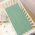 Jihqo 52" 28" Green White Stripes Crib Sheets for Boys Girls Soft Breathable Mini Crib Sheets for Baby x
