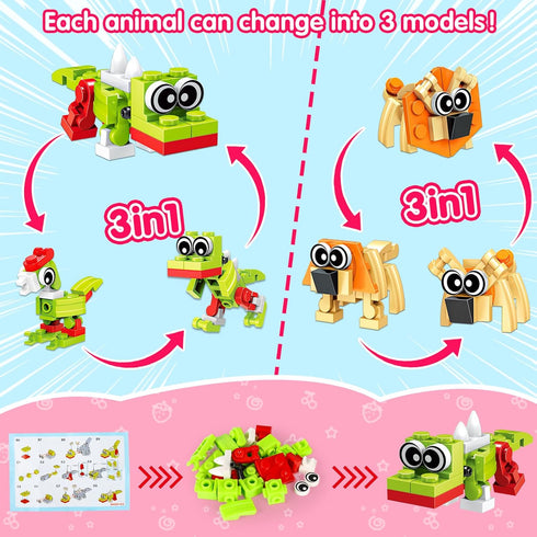 20PCS 4-8 8-12 Mini Animal Building Blocks Party Favors for Kids Birthday Goodie Bag Stuffers Classroom Treasure Box