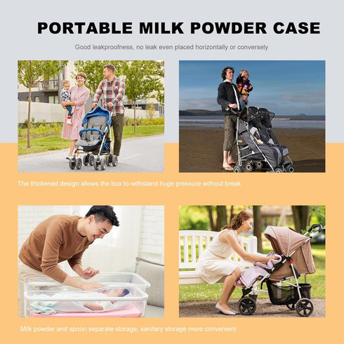 YARNOW Formula Case Portable Milk Powder Dispenser with Spoon Sealed Stackable Storage Box for Travel Material Design