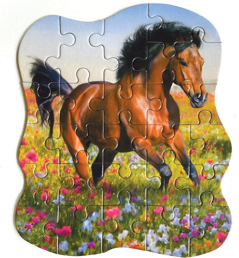Playhouse Handsome Horse Mini Puzzle, 24-piece Die-Cut Shaped Puzzle for Kids