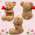 Christmas Plush Stuffed Animal Bear with Rose, Cute Gifts for Kids, Toddler, Girlfriend, 11.8 Inches