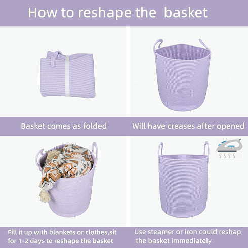 XUANGUO Rope Laundry Basket Hamper for Clothes Woven Storage Basket for Living Room Bedroom Boho Tall Rope Baskets
