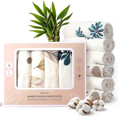 Nightingale Baby Washcloths, Rayon from Bamboo Baby Clothes Organic Wash Cloths with