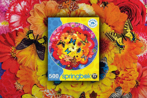 Springbok 500 Piece Round Jigsaw Puzzle - Colorful Bloom, Made in USA