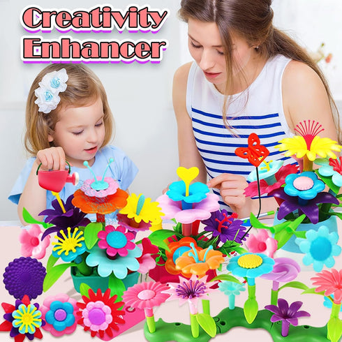 FUNZBO Flower Garden Building Toys for Girls, Toddler Toys for 3-7 Year Olds, Stacking Toys for Outdoor Play