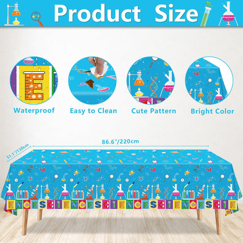4 PCS Science Party Tablecloth Decorations Mad Scientist Theme Birthday Party Supplies Science Party Tablecloth Rectangular 51 x 86in Laboratory Table Covers for Science Lab Party Decor by INSPIREYEE
