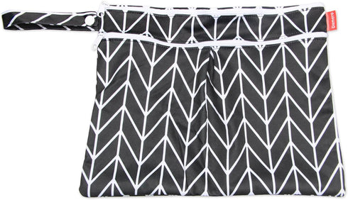 Damero 3pcs Travel Wet and Dry Bag with Handle for Cloth Diaper, Pumping Parts, Clothes, Swimsuit, Black Arrows