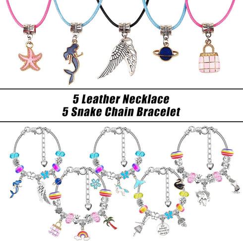 Jewelry Making Kit for Girls 8-12, 110Pcs Charm Bracelet Making Kit for Girls Ages 5-12, DIY Necklace Kids Birthday