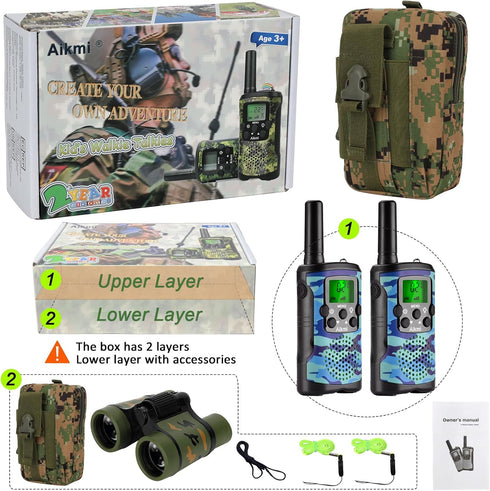 Walkie Talkies for Kids, 2 Way Radio, 22 Channel, 3 Miles Range, Outdoor Toys for Boys Aged 5+, Birthday Gifts (Blue)