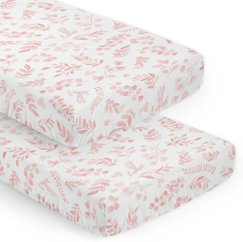 Sweet Jojo Designs Blush Pink and White Boho Floral Leaf Girl Baby