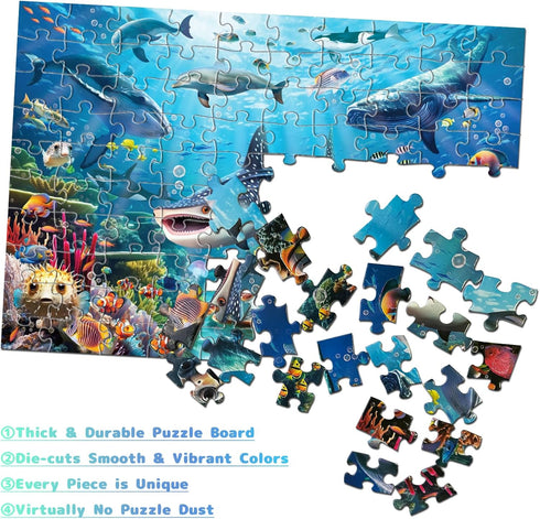 Puzzles for Kids Ages 4-10 - Underwater World Ocean 100 Pieces for Learning Educational Puzzle Toys