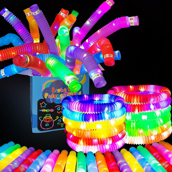 OceanWings 24PC Lights up Pop Tube Set for Kids Adults,Glow Sticks Stretchy