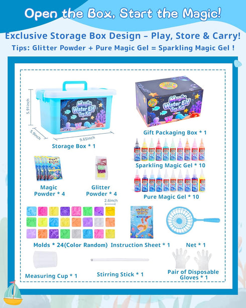 LiveThingYoung 20 24 3+, Magic Water Elf Toy Kit Gels & Molds Magic Gel Water Pets for Kids Fun Squishy Maker Sensory