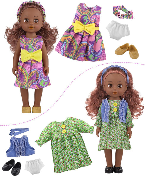 14" Set 1 2 3 4 5 6 GAGAKU Black Doll for Girls, Black Dolls for Toddlers Kids Years Old, Black Girl Baby Doll