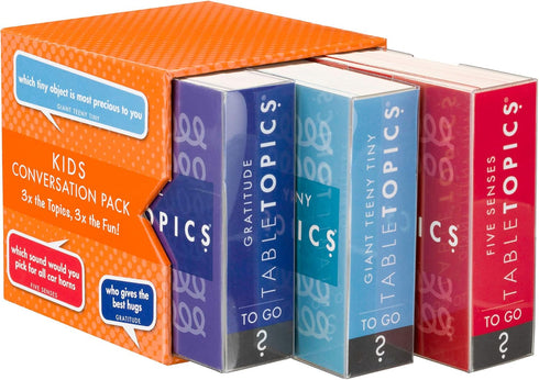 TableTopics Kids Conversation Pack - 120 Conversation Cards for Family Play Together, Engage and Connect with Kids, Boxed Set of 3 Topics