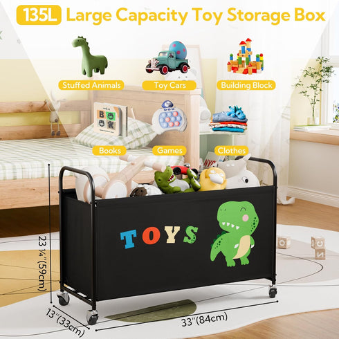 135L GRANNY SAYS Toy Box for Boys Girls, Large Toy Chest Storage with Wheels, Metal Kids Toy Storage Organizer
