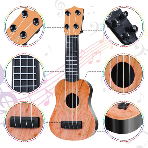 3 Pcs Mini Ukulele Guitar for Kids, Classical Musical Instrument, Cute Developmental Educational Toy (Classic Style)