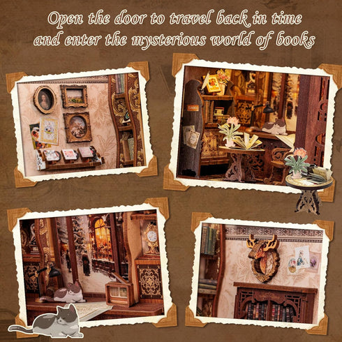 CUTEBEE Book Nook Kit - DIY Miniature House Kit for Adults, Teens, Beginners, Tiny House Library Model Decor (Bookshop