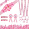 53 Pcs Baby Shower Pacifiers Set Include Maternity Sash Pink Acrylic Baby