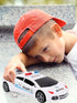 Police Car Spinning Toy for Boys 3-5 - Music Lights and Siren with Automatic Door Opening for Kids