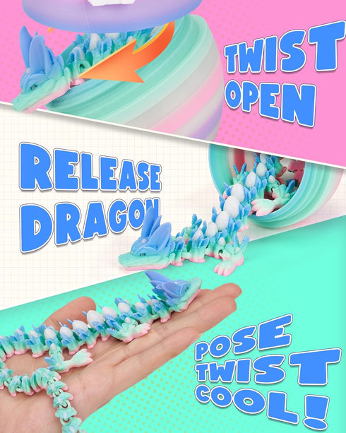 12" 3D 3D 5-7 4-6 8-12 TBOLINE Printed Dragon Egg, Cool Printer Articulated Crystal Dragon Toys for Kids, Surprise