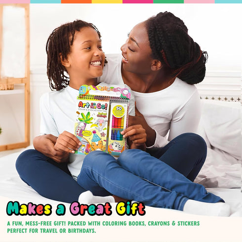 3+| Set Bright Stripes Art on The Go Collage Fun Jungle Theme Travel Kit for Kids Ages Mess-Free Activity with Crayons