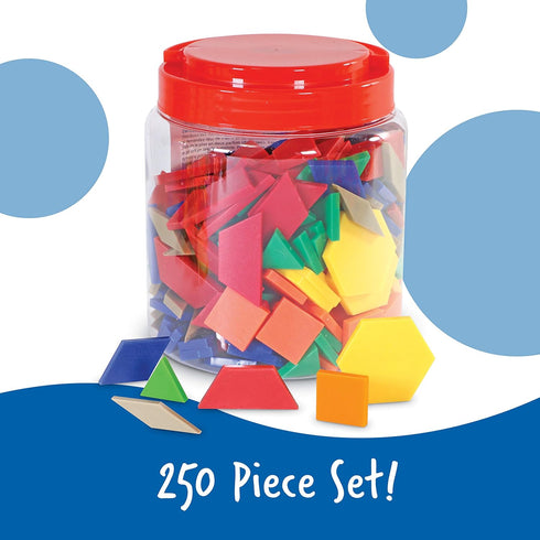 250 Set Learning Resources Plastic Pattern Blocks - Classroom Must Haves, Math Teaching Tools, Homeschool Supplies