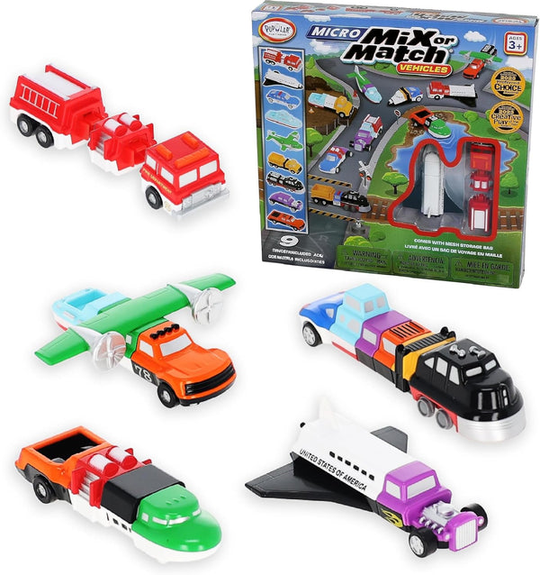 Popular Playthings Magnetic Vehicles for Toddlers 1-3, Mini Mix or Match Car
