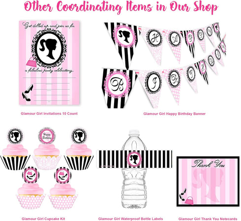Pajama Glam Slumber Party Banner, Happy Birthday Glamour Girl Pennant Decorations