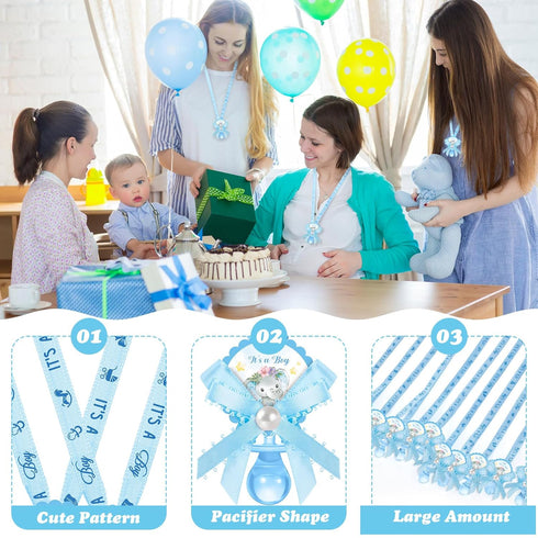 36 Remuuly Pcs Baby Shower Pacifiers Necklace Bulk Acrylic Pacifiers Charm for Gender Reveal Party Favors Table Scatter