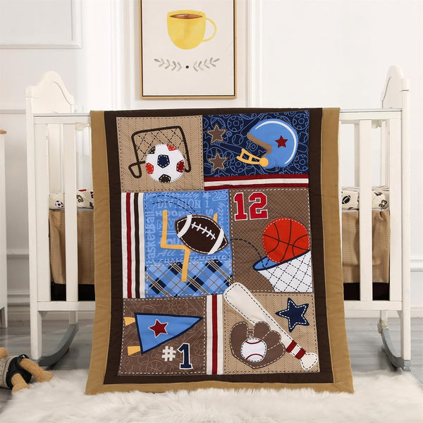 Wowelife Baby Crib Bedding Set for Boys and Girls, 3-Piece Sports Baby Bedding Set, Breathable & Soft