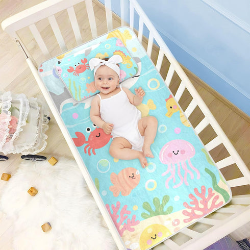 SyXIOP 28" 52" Cartoon Cute and Colorful Animals Cooling Baby Waterproof Crib Mattress pad x Breathable Crib Bumper