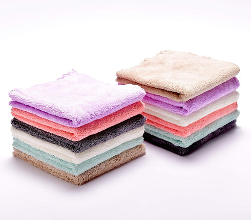 Kyapoo Baby Washcloths 12 Pack, 12x12 Inches Microfiber Coral Fleece for Newborns, Infants, Toddlers