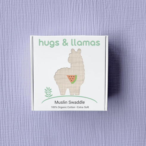 100% 47 47 hugs & llamas | Organic Cotton Muslin Swaddle Blankets | Unisex Swaddle Blanket | Extra Soft | Swaddles