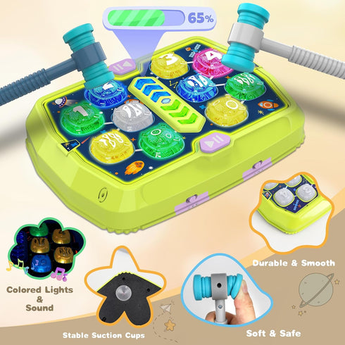 3 4 5 6+ 2 Hammers, 3 3-8 Whack Game Mole Toy for Toddler, Toys for Year Old Boys/Girls, Interactive Educational
