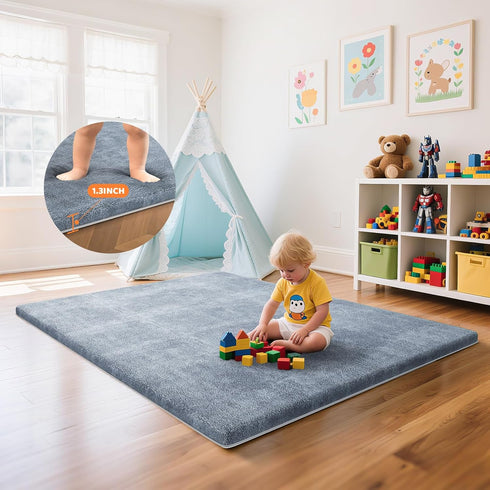 Omzer Baby Play Mat for Floor - 1.3" Thick Foam 47x47 Inch