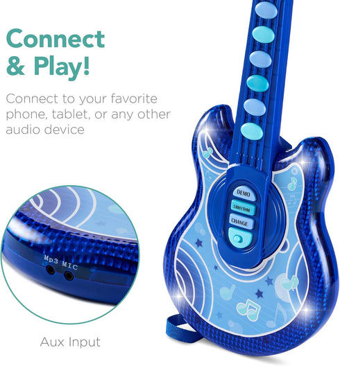 19in 8 Best Choice Products Kids Toy Guitar, Pretend Play Musical Instrument Toy for Toddlers w/Mic, Stand, Demo Songs